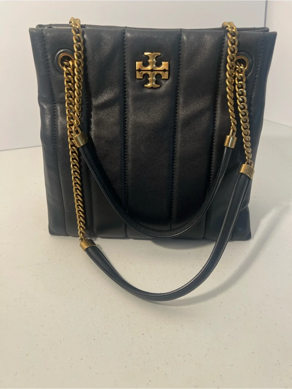 Tory Burch Black Quilted Leather Chain Shoulder Tote